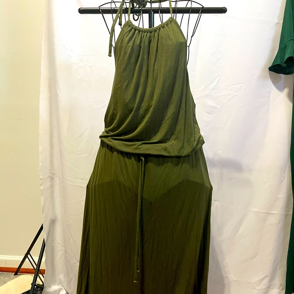 Green halter top dress
